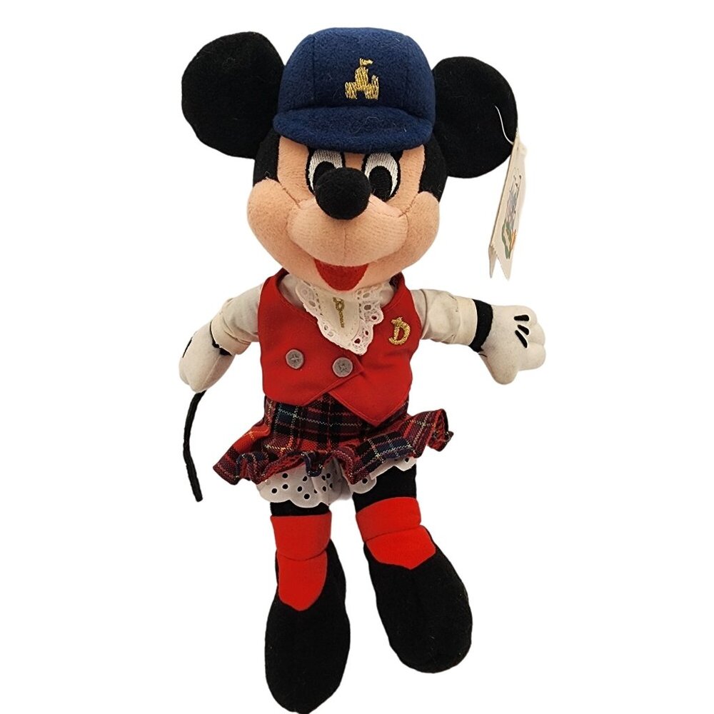 Vintage Disney Minnie Mouse  Tour Guide Doll In Scottish Outfit With Cap & Tags
